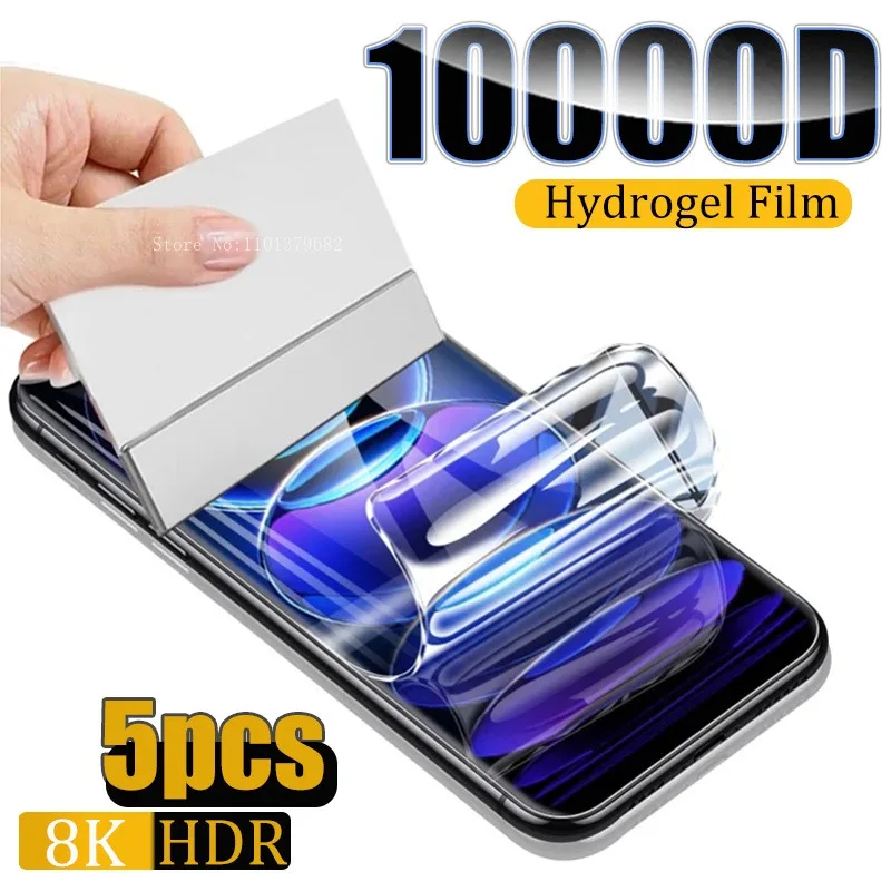 5Pcs Hydrogel Film For Xiaomi Redmi Note 12 10C 9C 9A  9T 11 10 9 Pro Plus 5G 11S 10S Screen Protector for Redmi Note 9 9S 8  8T