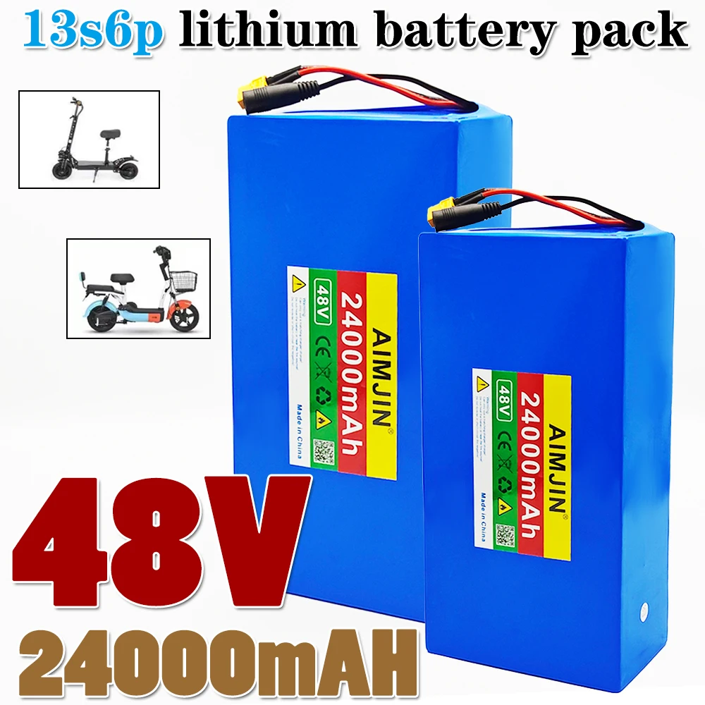 13s6p Lithium Battery Pack 48V 24Ah Built in 30A BMS for Citycoco Motorized Scooter Batteries