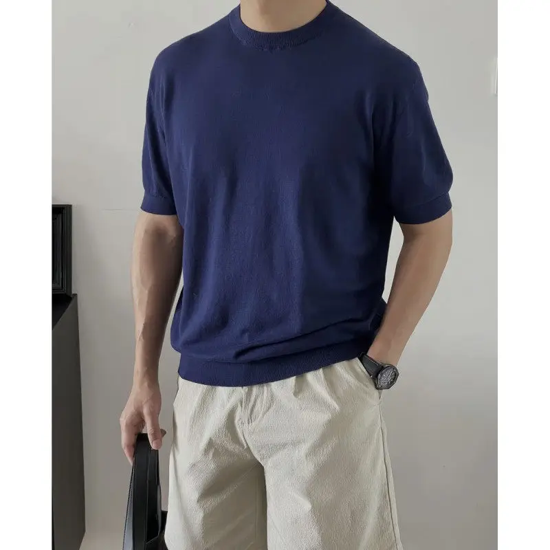 

Ранняя осень-лето мужская свободная трикотажная футболка ort Sve однотонный приталенный дышащий легкий повседневный пуловер