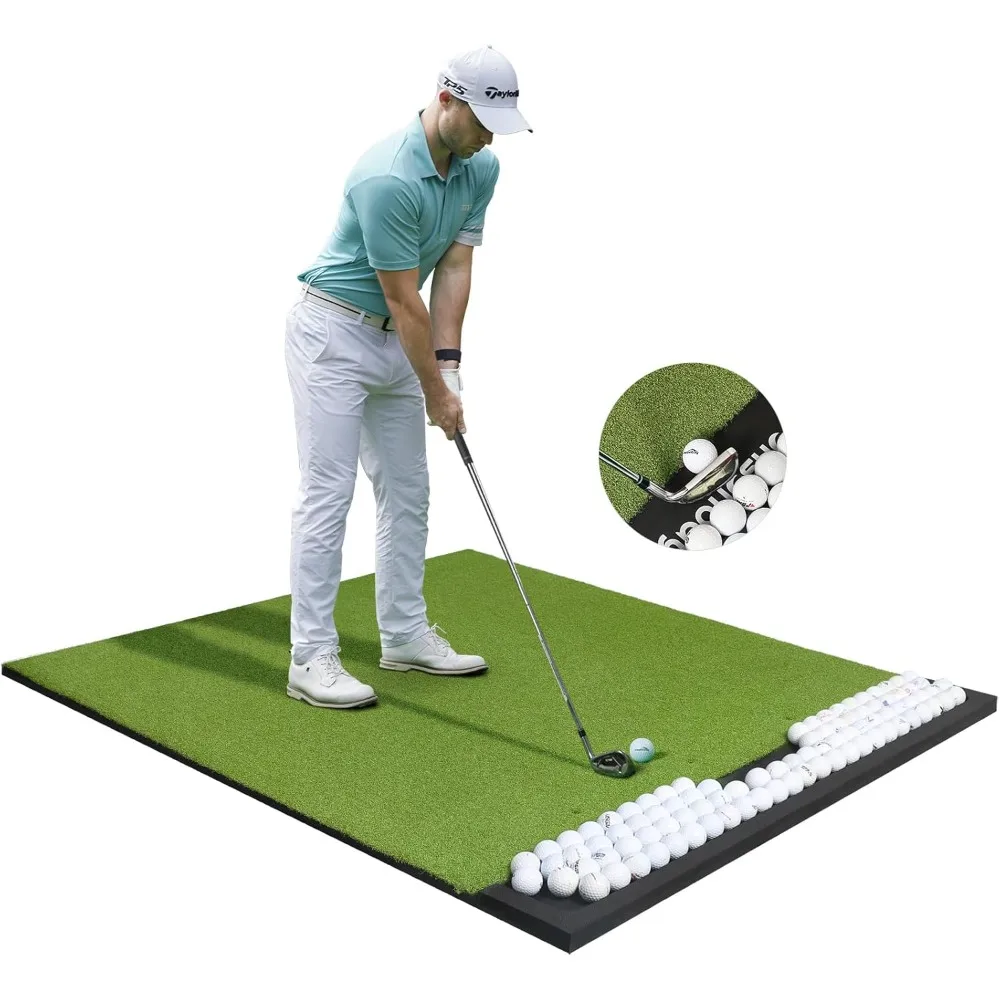 5x4ft & 6x4ft Golf Mat with Ball Tray, Thickening Golf Mats Practice Outdoor & Indoor, Artificial Turf Mat