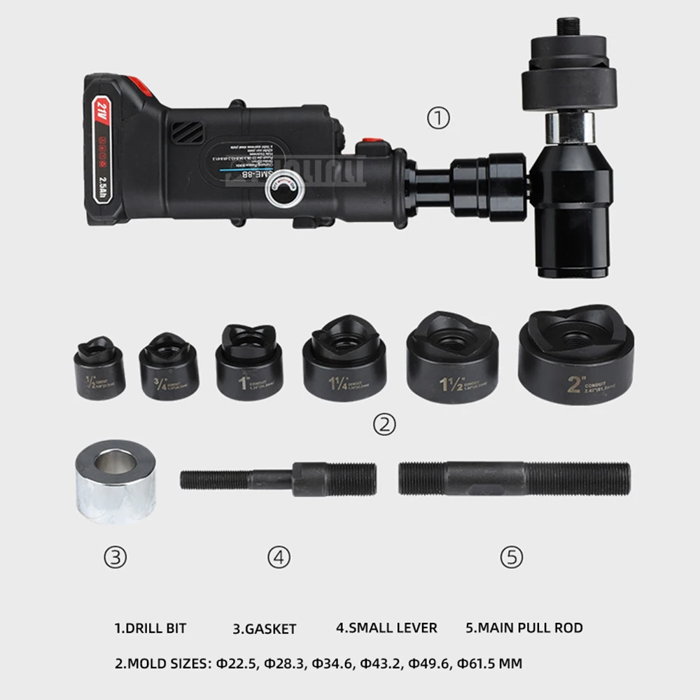 

Rechargeable Lithium Battery Powered Hydraulic Hole Puncher SME-8B: Square and Round Hole Punching Tool for Sheet Metal