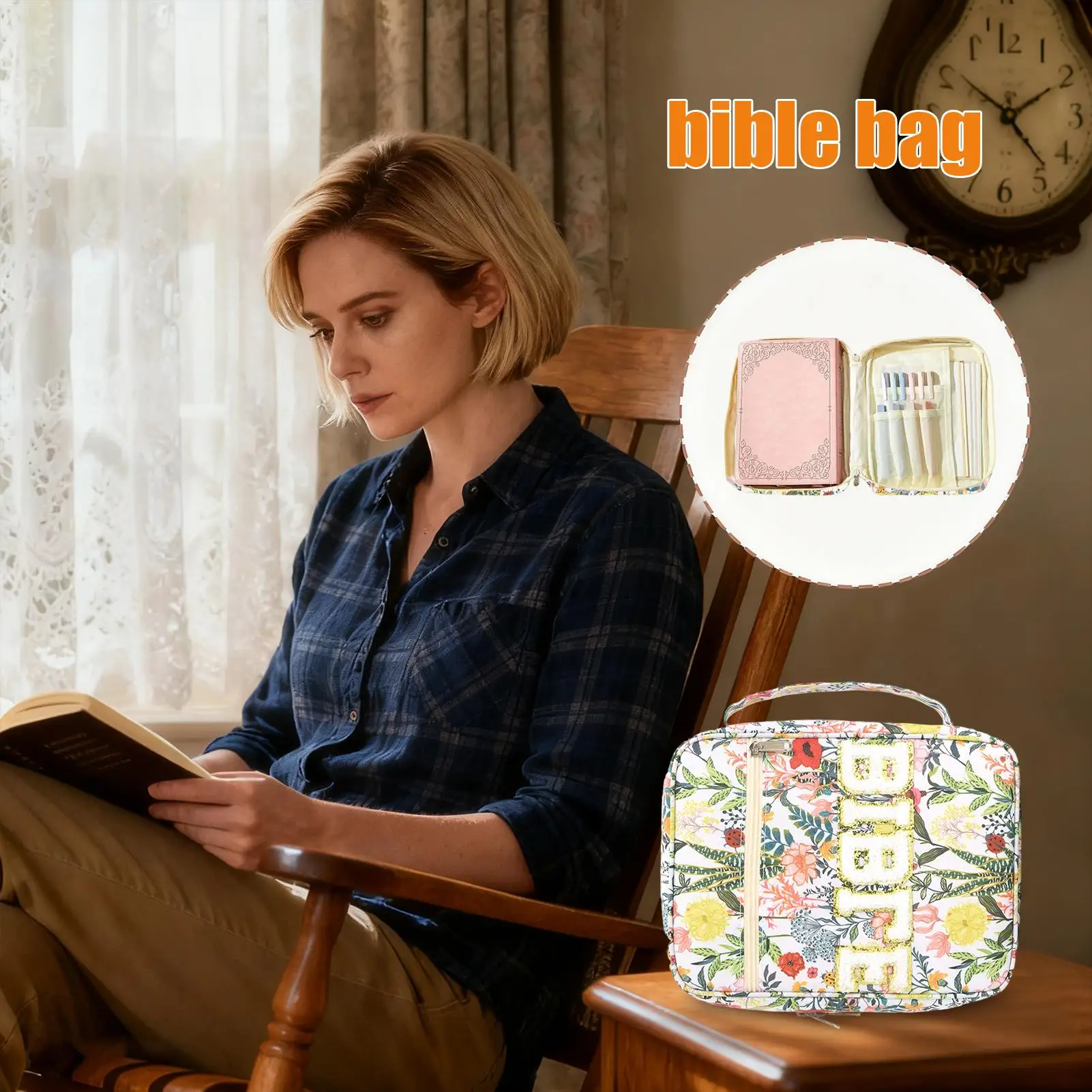

Сумка для Библии, большая сумка-тоут с ручкой, элегантная сумка-переноска для Библии для девочек, церковной школы, колледжа, офиса, учебы, путешествий, канцелярские принадлежности