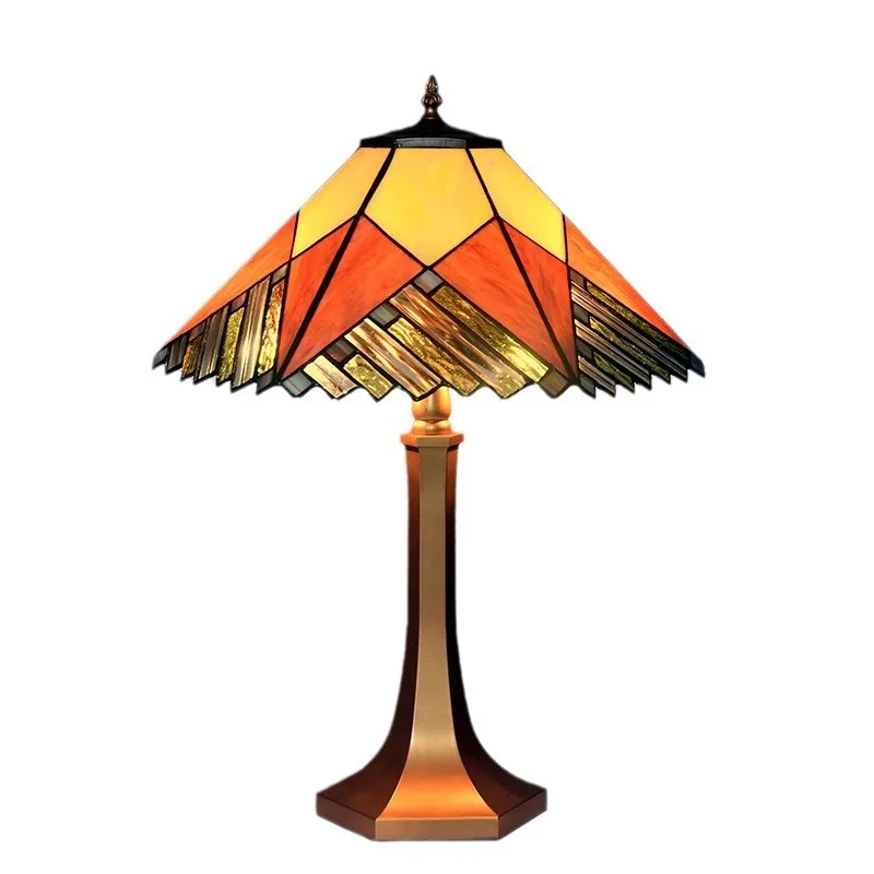16 inch European court Tiffany living room bedroom study handmade colored glass decorative desk lamp