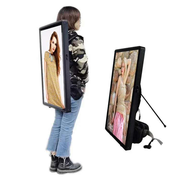 31.5 inch  walking human billboard backpack battery LCD advertising display