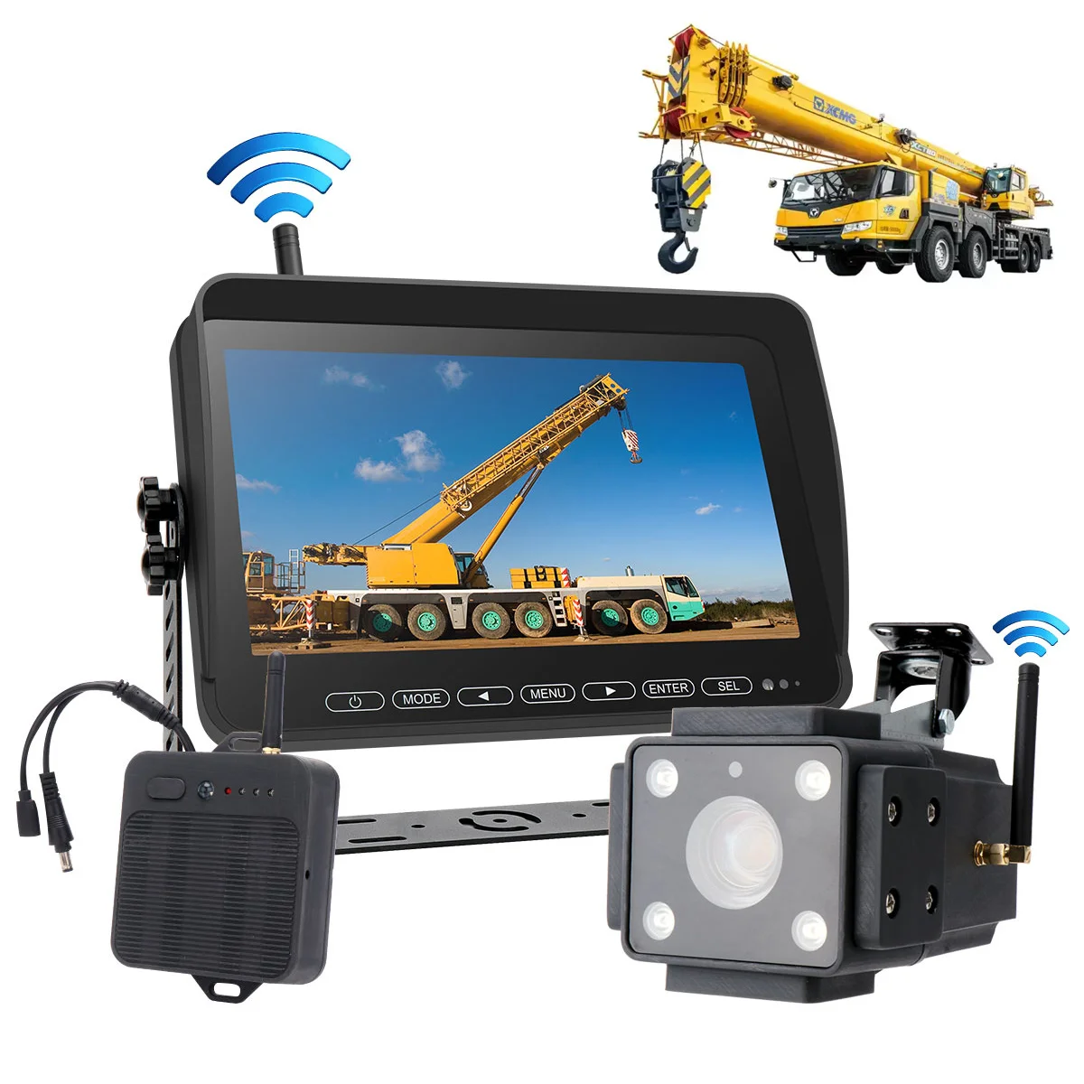 30X zoom wireless tower crane system with AHD night vision rear , front wireless  with blind spot detection