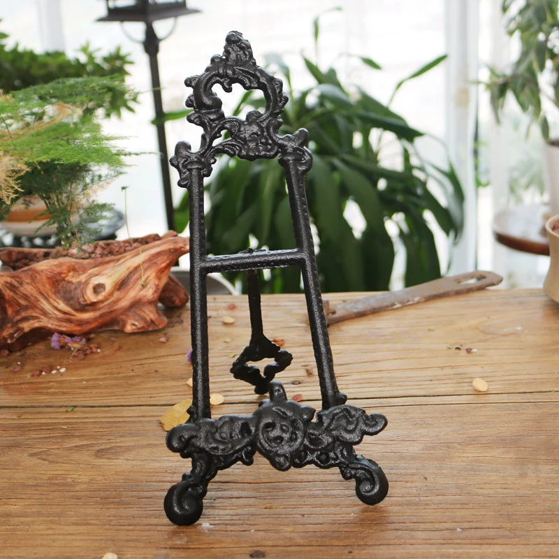 

French Country Recipe Display Easel Rustic Handcrafted Iron Bookstand for Kitchen Baking Cookbook Holder with Scrollwork Details