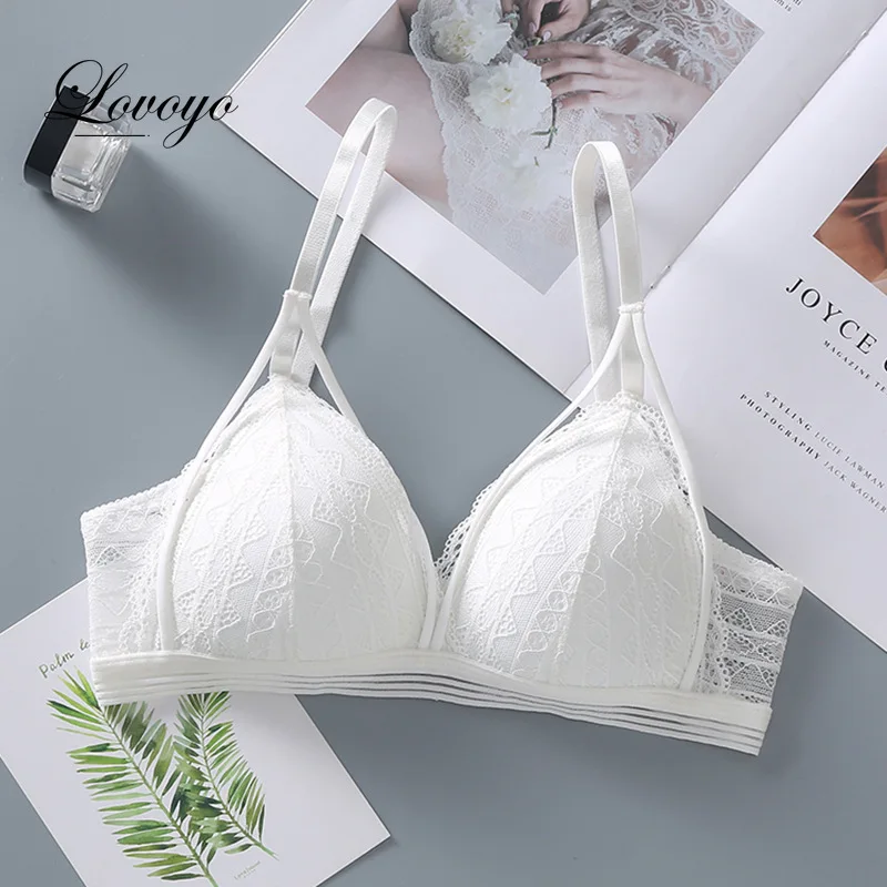 Soutien-gorge sans fil en dentelle pour femmes, lingerie féminine, bralette push-up, sous-vêtements sexy, respirant, solide, sous-vêtements pour documents, intimes