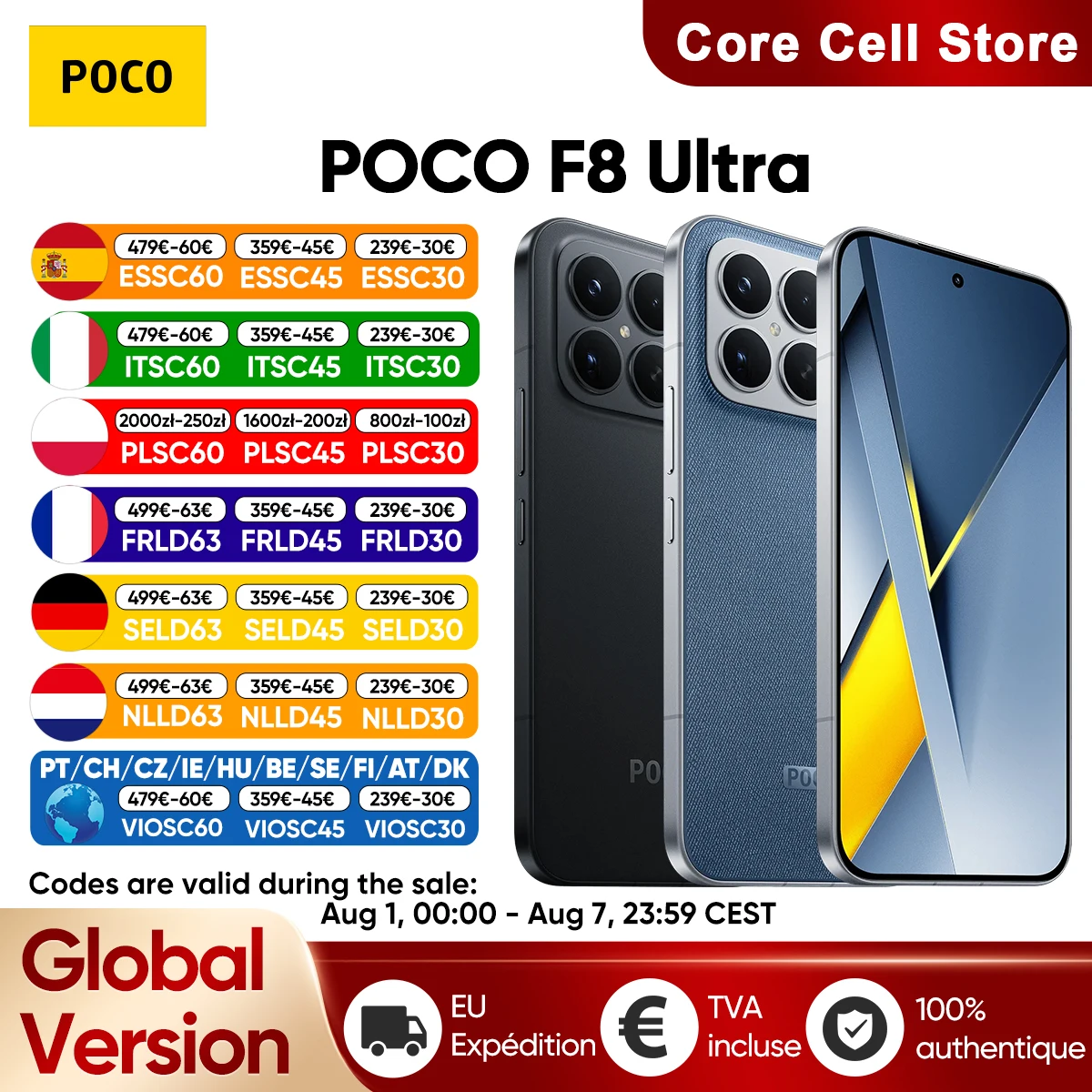 Versione Globale POCO F8 Ultra 5G Smartphone Snapdragon ®   8 Elite Gen 5 Display AMOLED da 6,9' per la Cura degli Occhi, 6500mAh, Ricarica Rapida 100W, NFC