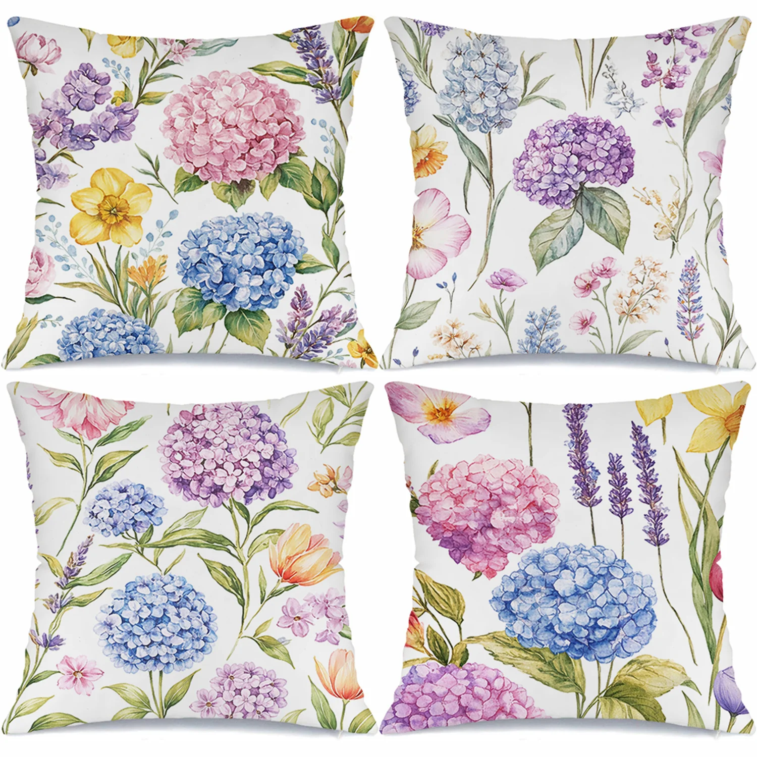 Multicolored Hydrangea Theme digital printing pillow cover Short plush Suitable living rooms bedrooms sofas throw cushion cover
