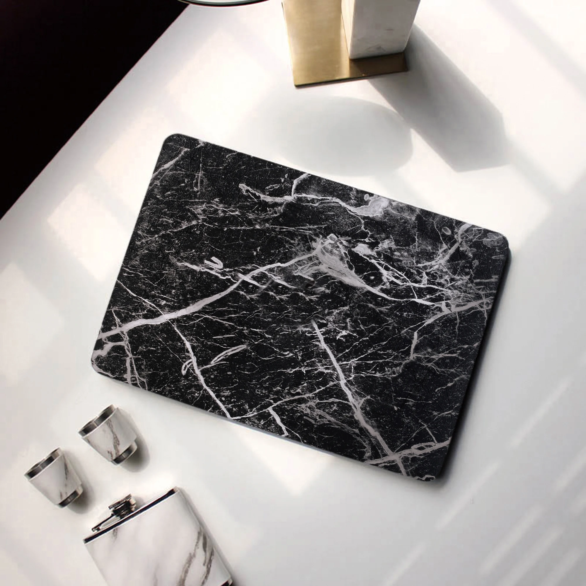 

Luxury Black Marble MacBook Case, Laptop Case for MacBook Air 13 Macbook Pro 13 16 14 A2442 15 A1990 With Cutting Out Logo