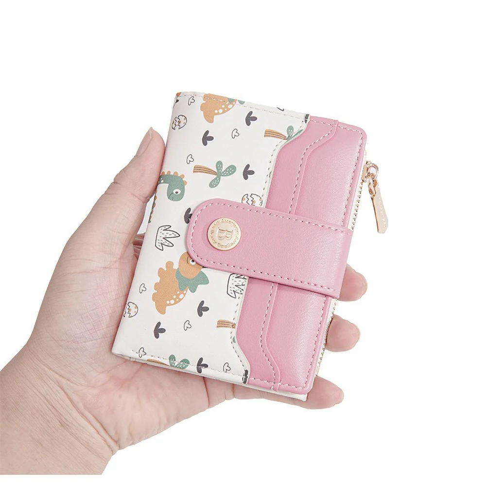 Portafoglio da donna con stampa simpatico cartone animato Baellerry Portafoglio corto in pelle PU con chiusura bifold di grande capacità per uso quotidiano Moda casual