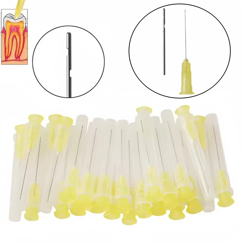 

100pcs Dental Bilateral Mouth Root Canal Irrigation Needle Tip Pulp Irrigation Needle Syringe Root Canal Irrigation Needle Tip