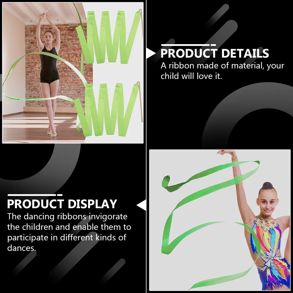 Kids Rhythmic Gymnastics Ribbons 4 Piece Colorful Dance Streamers with Wands for Training and Play