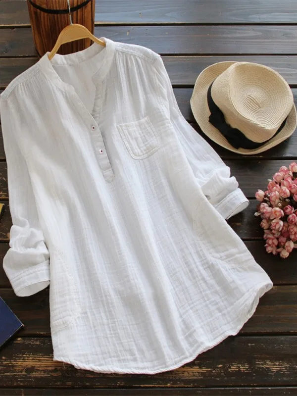 Csa de Color puro de manga larga con cuello en V para mujer, csa hoada de tela de poliéster de estilo informal para m...