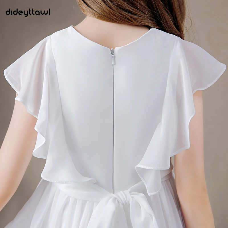 Dideyttawl Schmetterling Sleeve Chiffon Blume Mädchen Kleider 2023 Bodenlangen Junior Brautjungfer Kleid Konzert Party Erste Kommunion