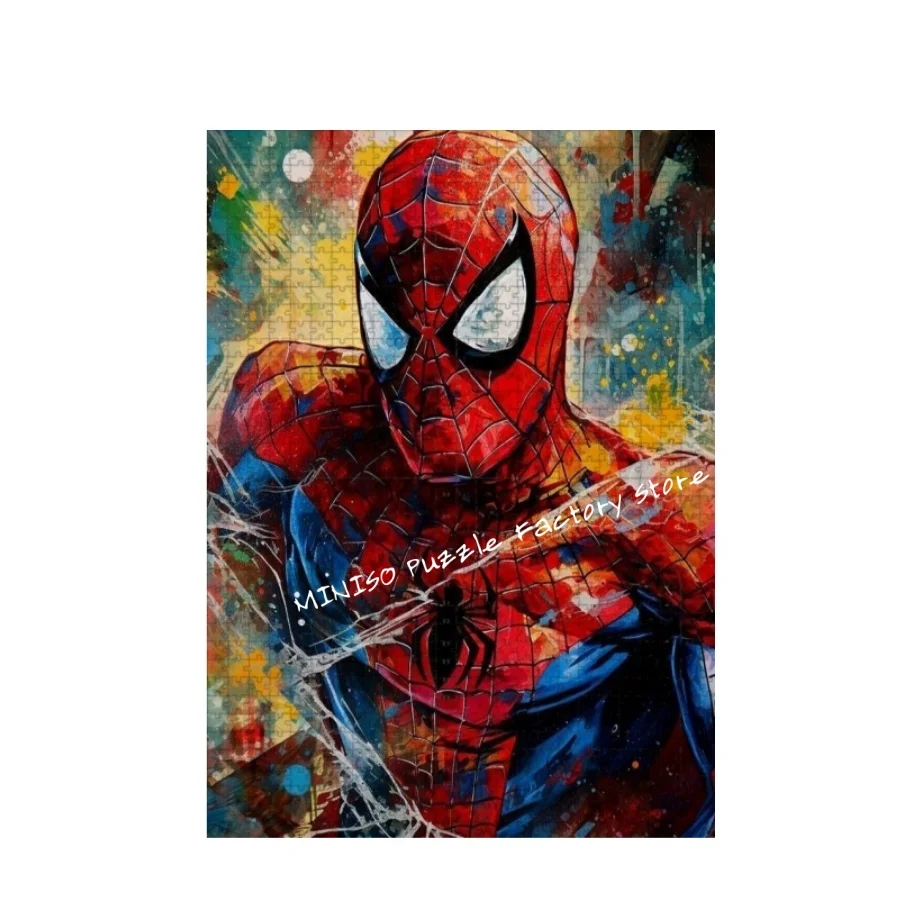 스파이더 맨 슈퍼 히어로 직소 퍼즐 골판지/나무 108/200/300/500/1000 조각 성인을위한 퍼즐 어린이 선물 장난감 가족 게임