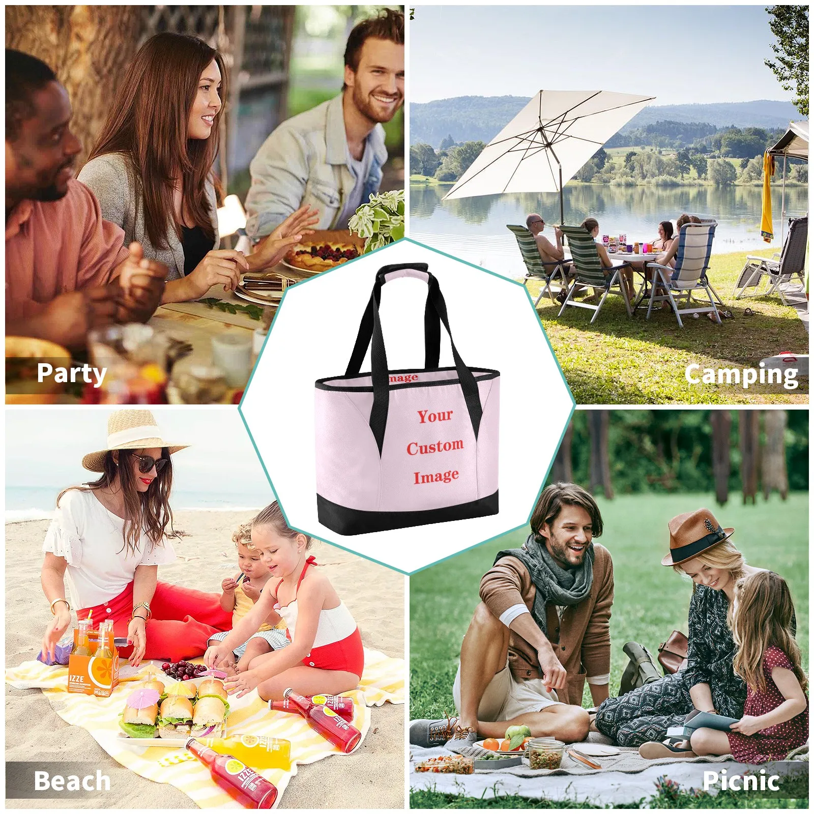 Imagem -06 - Bolsa de Almoço de Grande Capacidade de Isolamento Bolsa Térmico Imagem Personalizada Bolsa de Piquenique de Viagem à Prova Impermeável Água Portátil Caixa de Armazenamento de Alimentos Tote Almoço ba