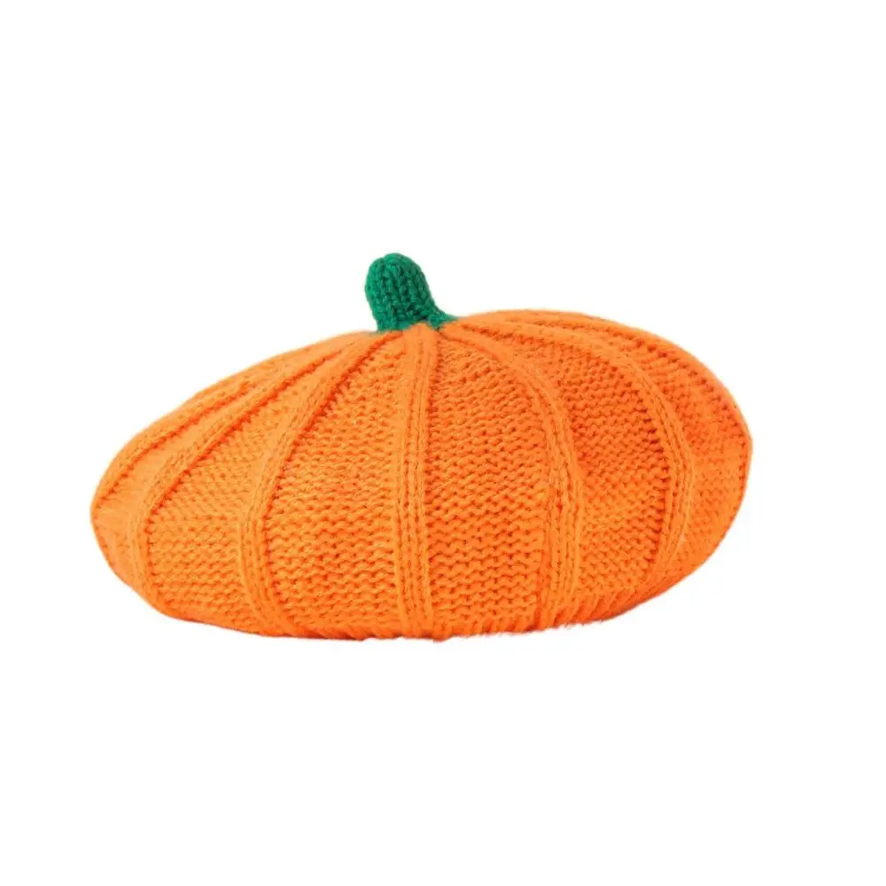

Orange Pumpkin Beret Keep Warm Octagonal Cap Knitted Hat Artist Hat Painter Hat Parent-Child Hat Halloween Decoration