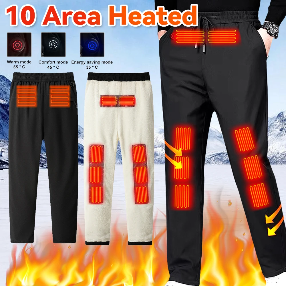 10 Heating Zones Outdoor Winter Heating Trousers USB Sports Thermal Motorcycle Pants Winter Thermal Hiking Pants for Men & Women