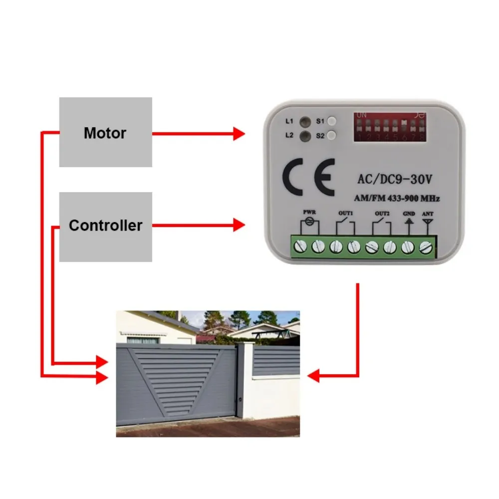 Garage Gate Door Remote Control Universal Receiver 12V 24V 9-30V Controller Switch 300-900MHZ 433.92 433mhz RX MULTI Opener