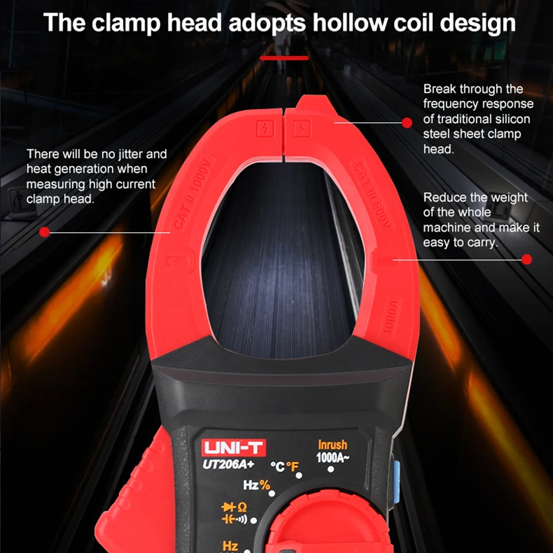 Imagem -02 - Uni-t-digital Clamp Meter Alicate Atual Tester Tensão Amperímetro Resistência Temperatura Teste Ut205a Mais Ut206a Mais ac dc