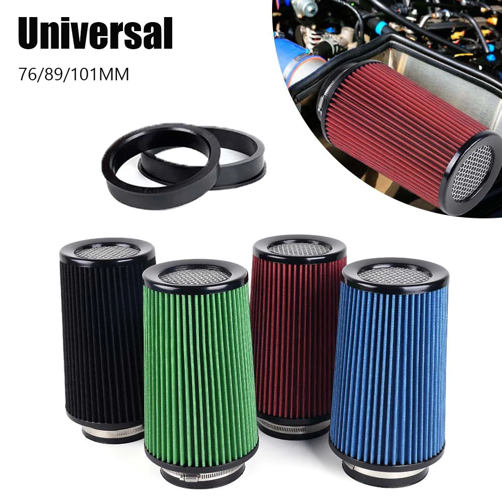 

Universal 76/89/101mm Cold Air Intake Car Sports High Flow Racing Performance Washable Cone Air Filter Kit Auto Accessories