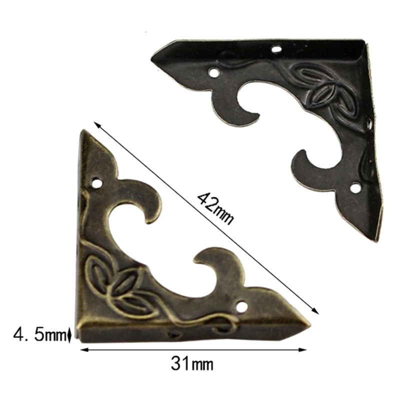 10PCS Antique Corner Bracket 30mm Scrapbook Albums Jewelry Wooden Box Decorative Protector Crafts For Furniture Hardware.