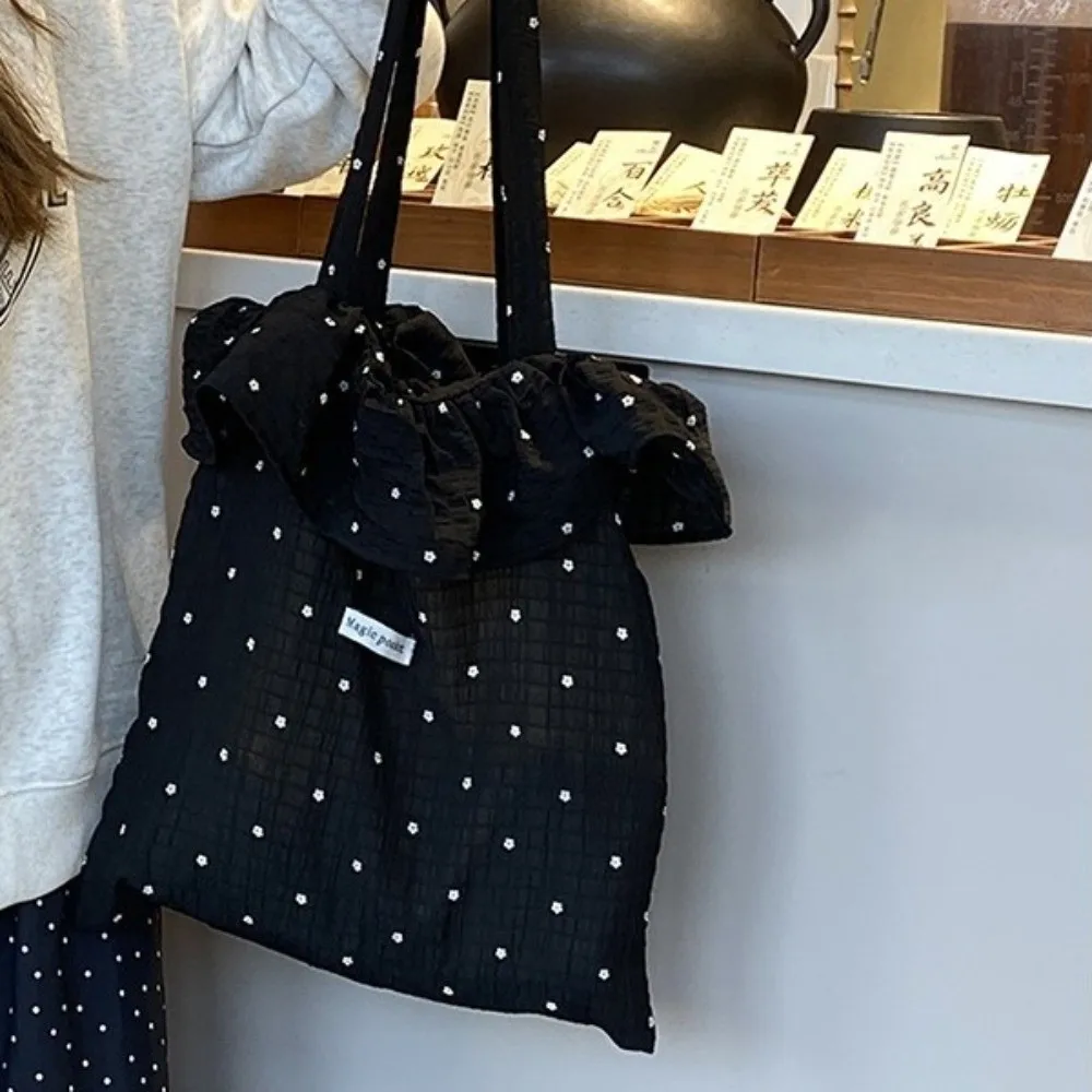 Creative Chiffon Women Shoulder Bag Large Capacity Wave Point Crossbody Bag Multi Layer Lightweight Tote Bag Leisure