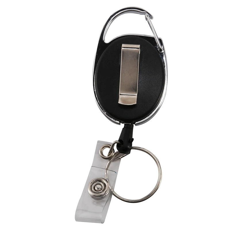 2 Pcs Badge Tether With Clips Retractable Badge Reel Carabiner Reel Clip Card Holders For ID Card Key Badge Holder