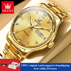 OLEVS 9955 Watch For Men Luxury Dual Calendar Waterproof Luminous Men's Watches 41mm Dial Fashion Mechanical Man Hand Clock