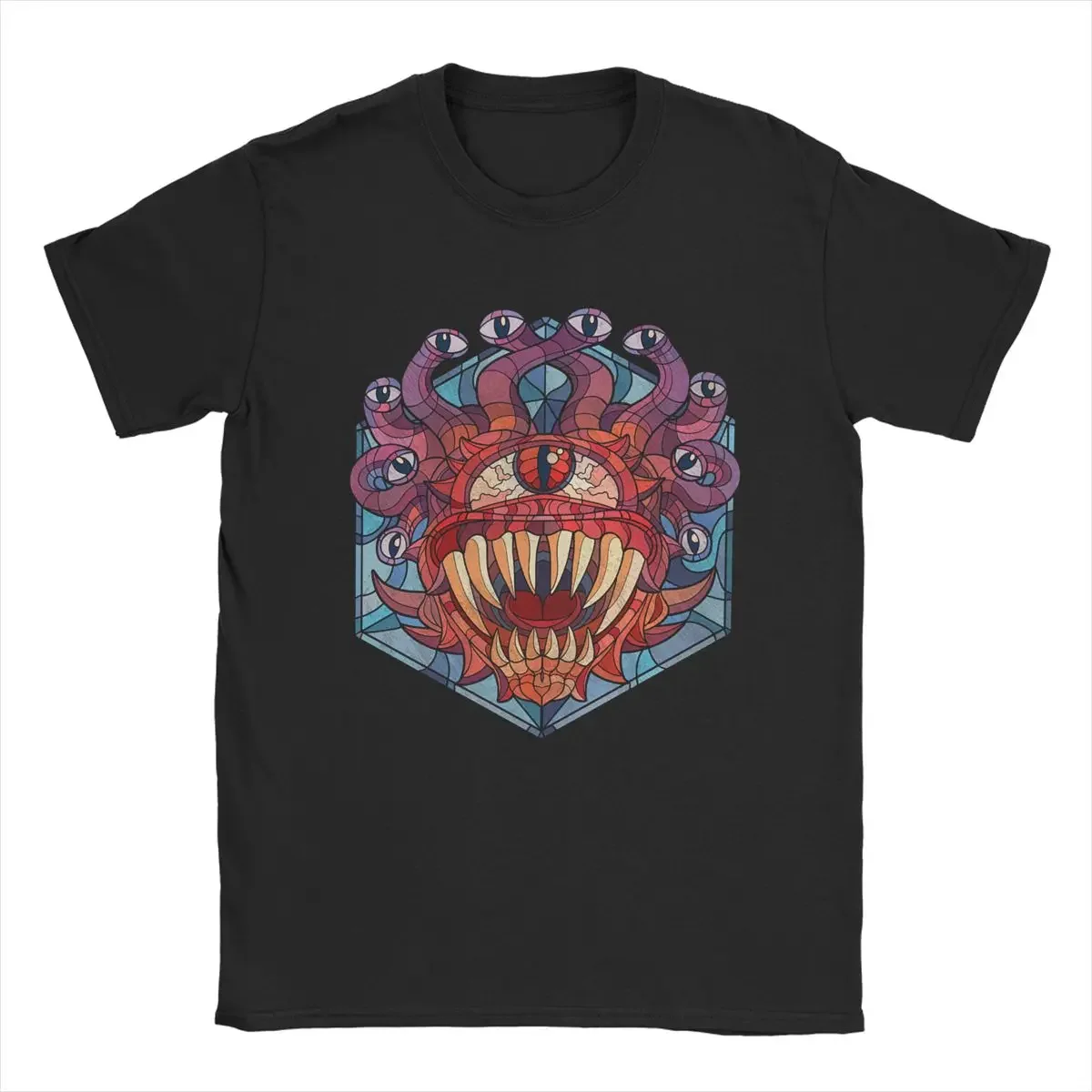 Men Eye Of The Beholder Stained Glass T Shirts DnD Game Pure Cotton Clothing Casual Crew Neck Tee Shirt Plus Size T-Shirts