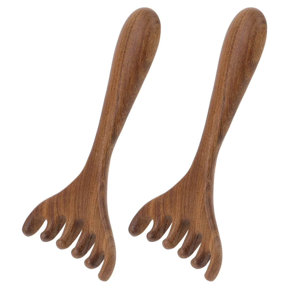 

2pcs Scalp Massage Tool Antler Design Face Shaping Massager Portable Coffee Color Guasha Comb For Hair Scalp Gua Sha Wood Tool