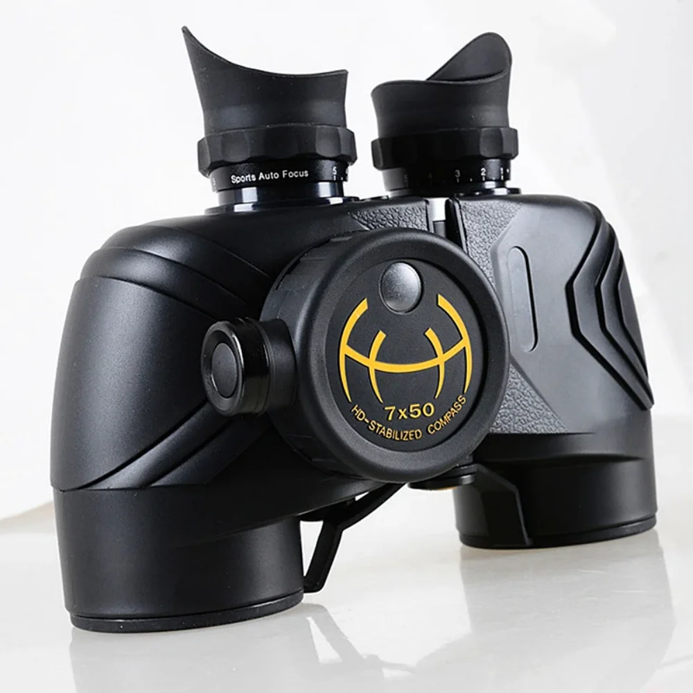 7x50 Binoculars Waterproof Fogproof with Bak4 Prism FMC Coating Electronic Compass Ranging Reticle for Outdoor Sports Travel