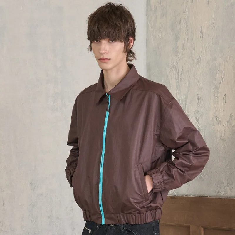 HKSH Spring Summer New Men Tide Wax-coated Color Contrast Jacket Thin Streetwear High Street Chic Ins Coats Light-Luxury HK20338