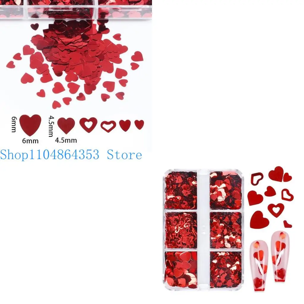

652F Hollow Heart Glitter Sequins PVC Loose Sequins Paillettes Set for Nail Art Manicure/Wedding Decoration Confetti