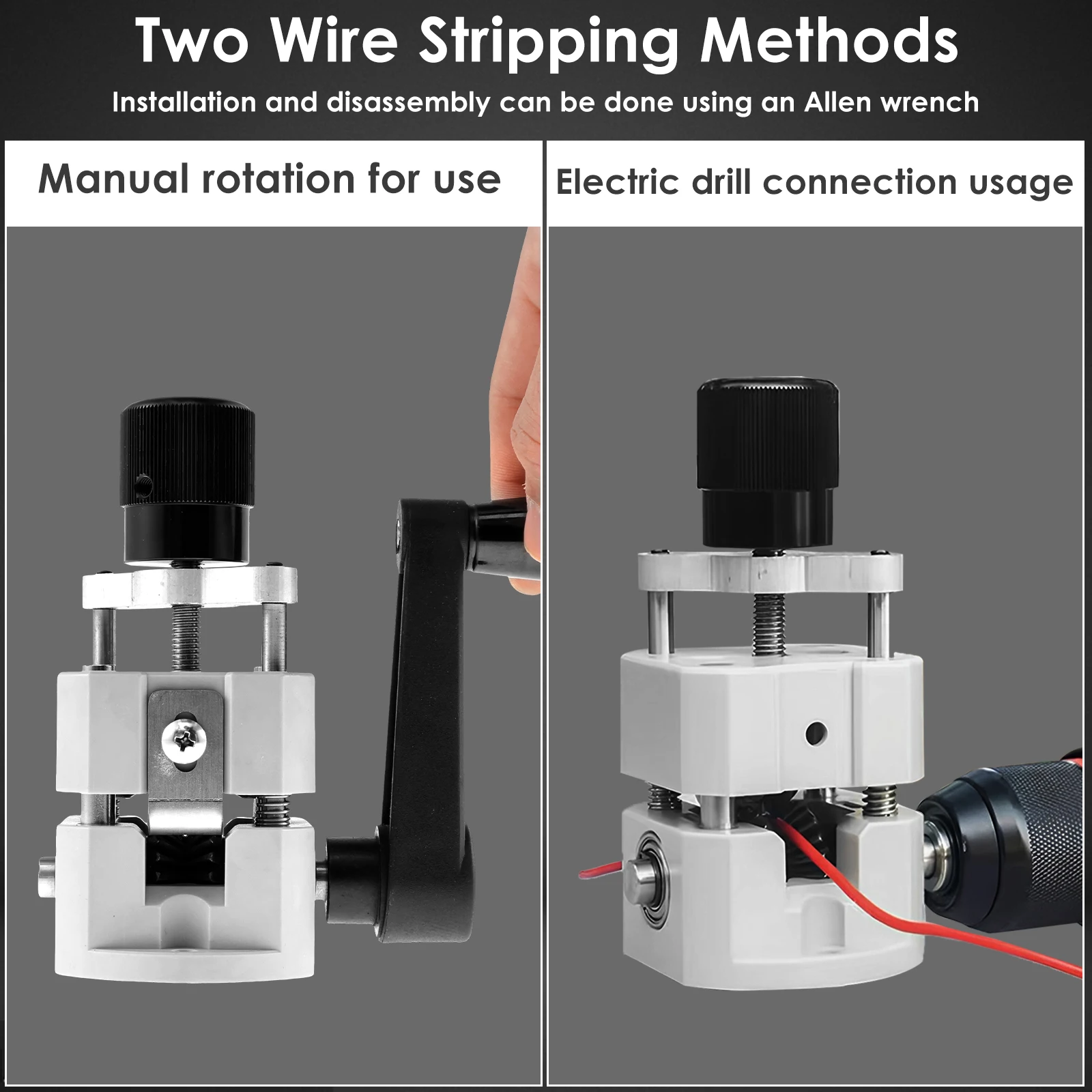 2 In1 Manual Wire Stripping Tool Cable Electric Peeling Machine Manual Rotary Wire Stripper for 2-20mm Wire Cable Stripping Tool