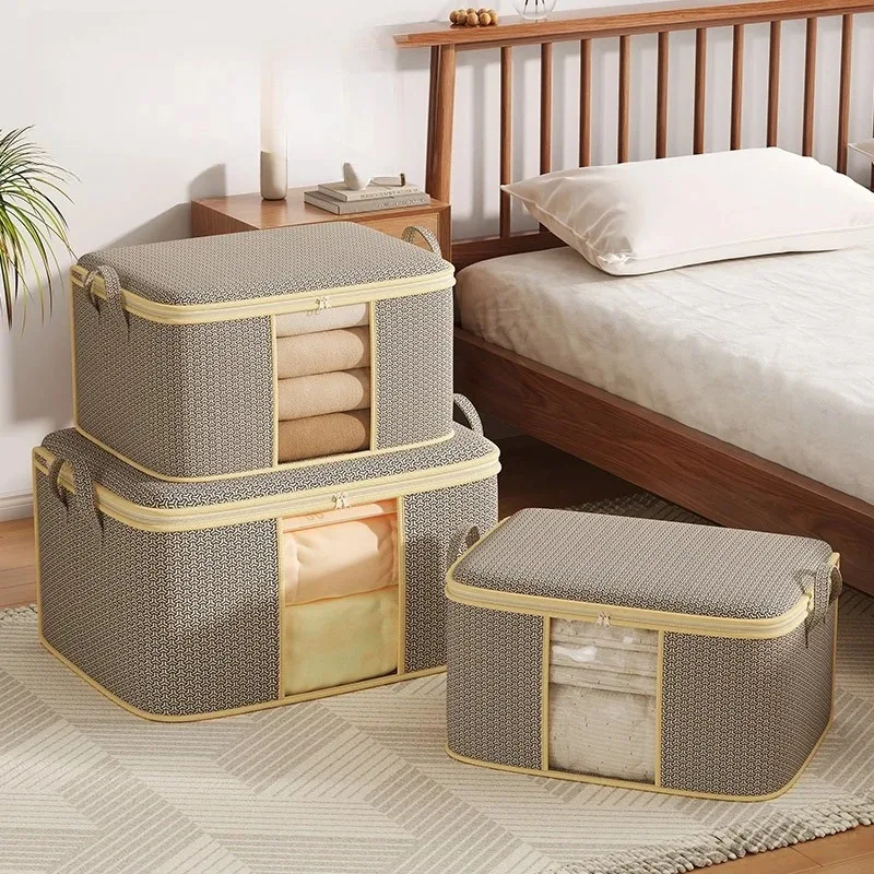 Non-woven Fabric Cotton Quilt Bags, Quilt Storage Bags, Multi-functional Dust-proof Moving Clothes Sorting Bags for Dormitories
