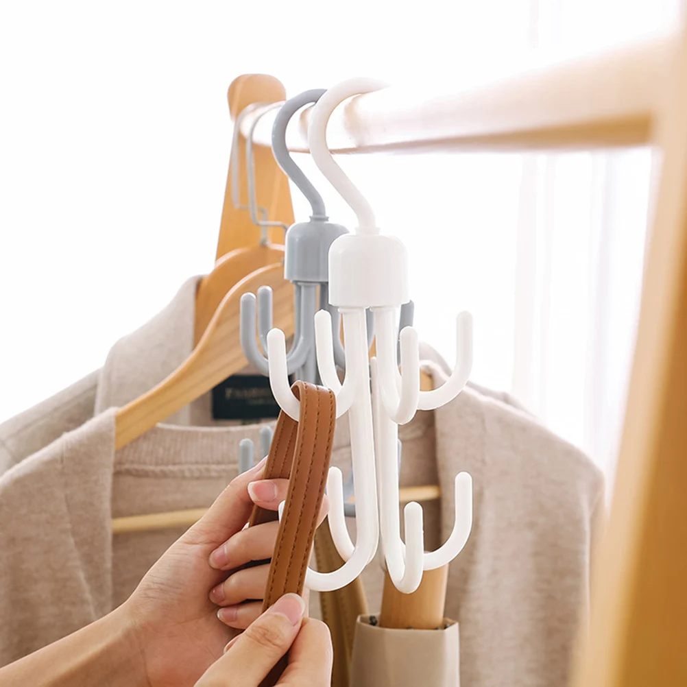 

2pcs 360 Degree Rotating Hooks Multifunctional Wardrobe Hangers Tie Hat Scarf Luggage Hooks Pp Plastic Home Office Use Compact