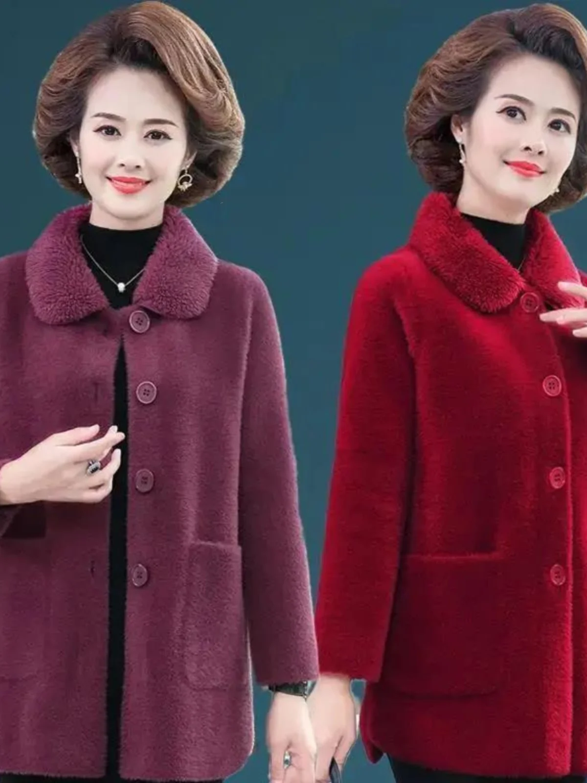 

Thickened Lamb Velvet Outerwear Women's Loose plus Size Warm Coat Autumn Winter Mommy Style Fashionable Korean Version Polyes...