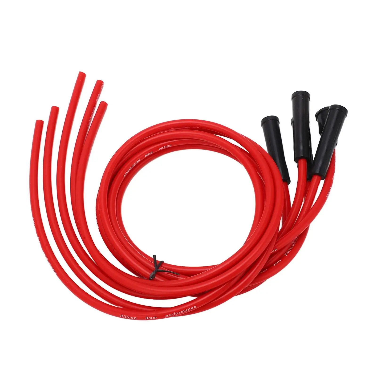 Car Ignition Wire 3.3ft Red 8mm High Performance Ignition Wire Set Metal Silicone for 4 Cylinder Classic Cars