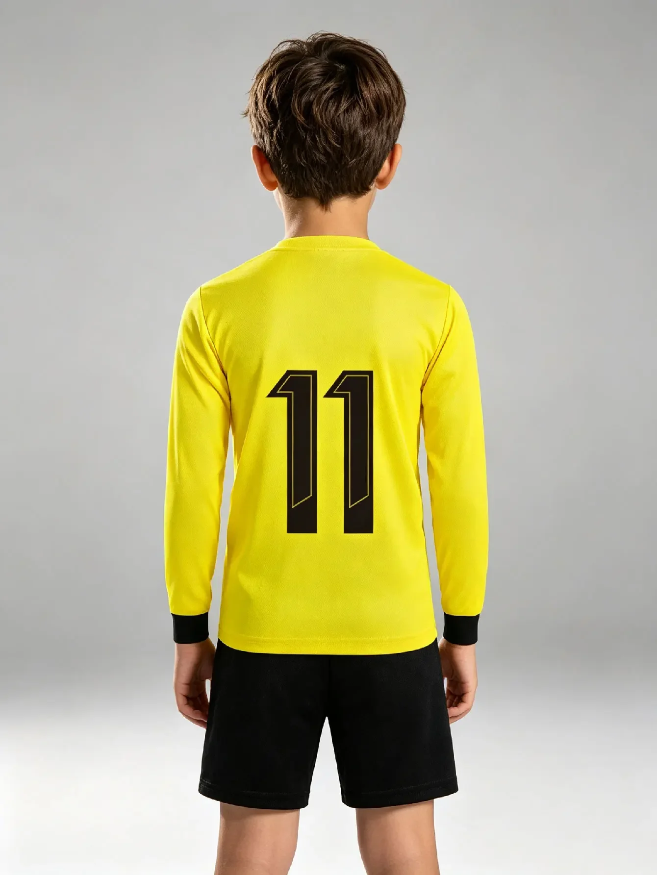 Customizable Kids Football Jersey Shorts Set Personalized Name Number Children Long Sleeve Soccer Uniform Sportswear For Team