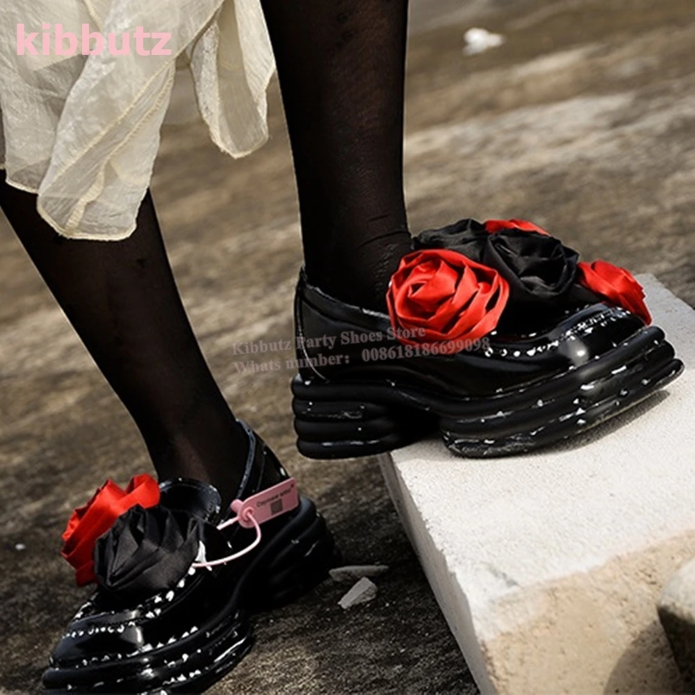 

Туфли-лодочки Мэри Джейн с розами и квадратным носком на массивном каблуке, натуральная кожа, без шнуровки, разноцветная модная элегантная пикантная женская обувь, новейшая