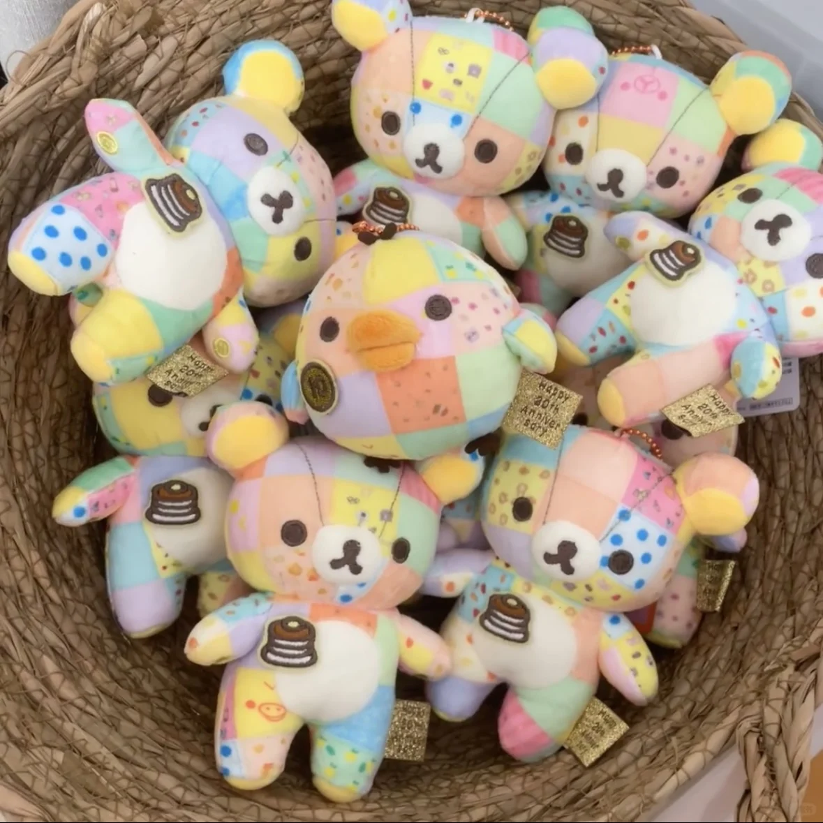 かわいい 12 センチメートルリラックマ 20 周年記念カラフルなパッチワーク限定ぬいぐるみキーホルダー Kiiroitori バックパックチャームフェスティバルギフト