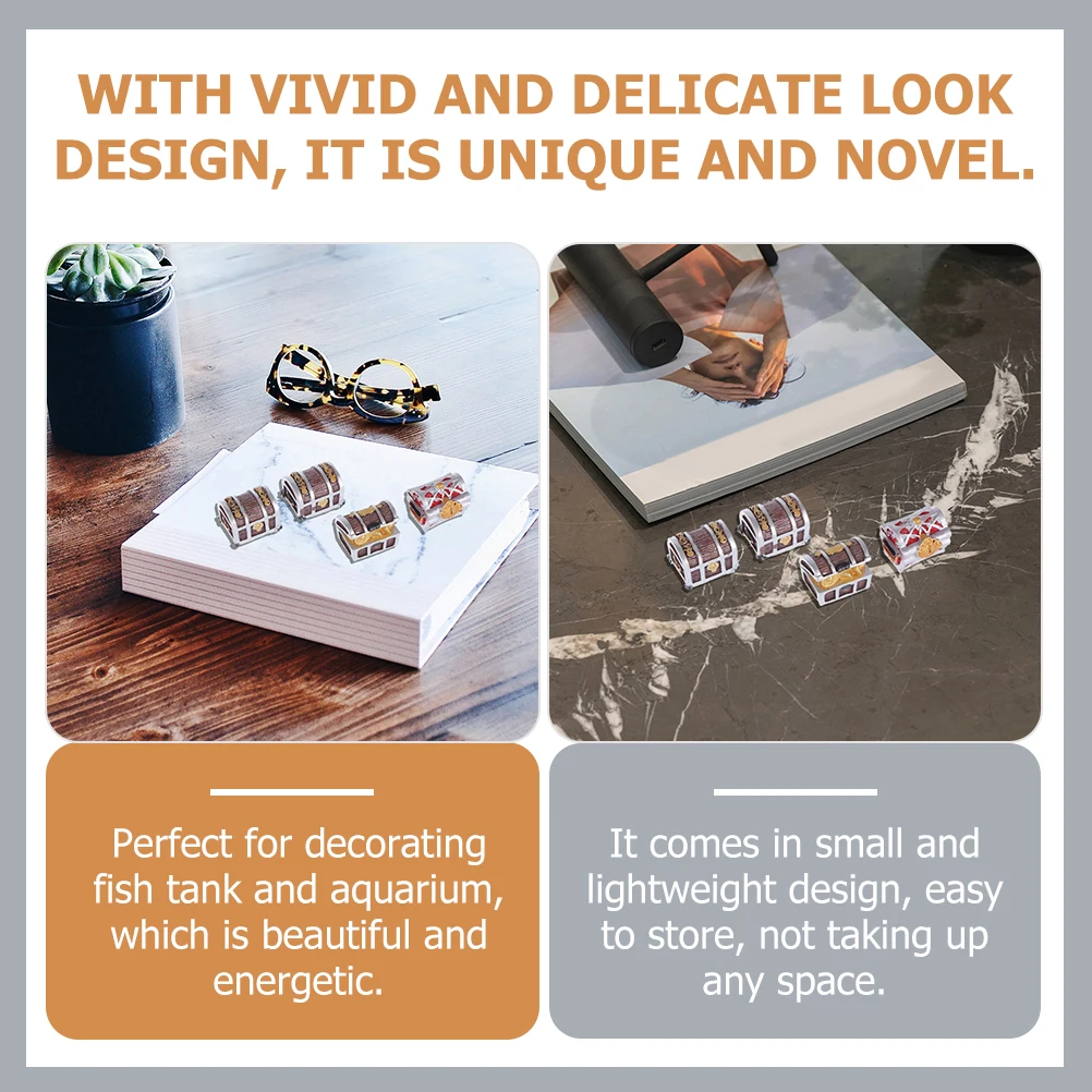 

5Pcs Fish Tank Treasure Chest Decor Resin Craft Adornment Natural Flavor Small Lightweight Design Treasure Box Decor