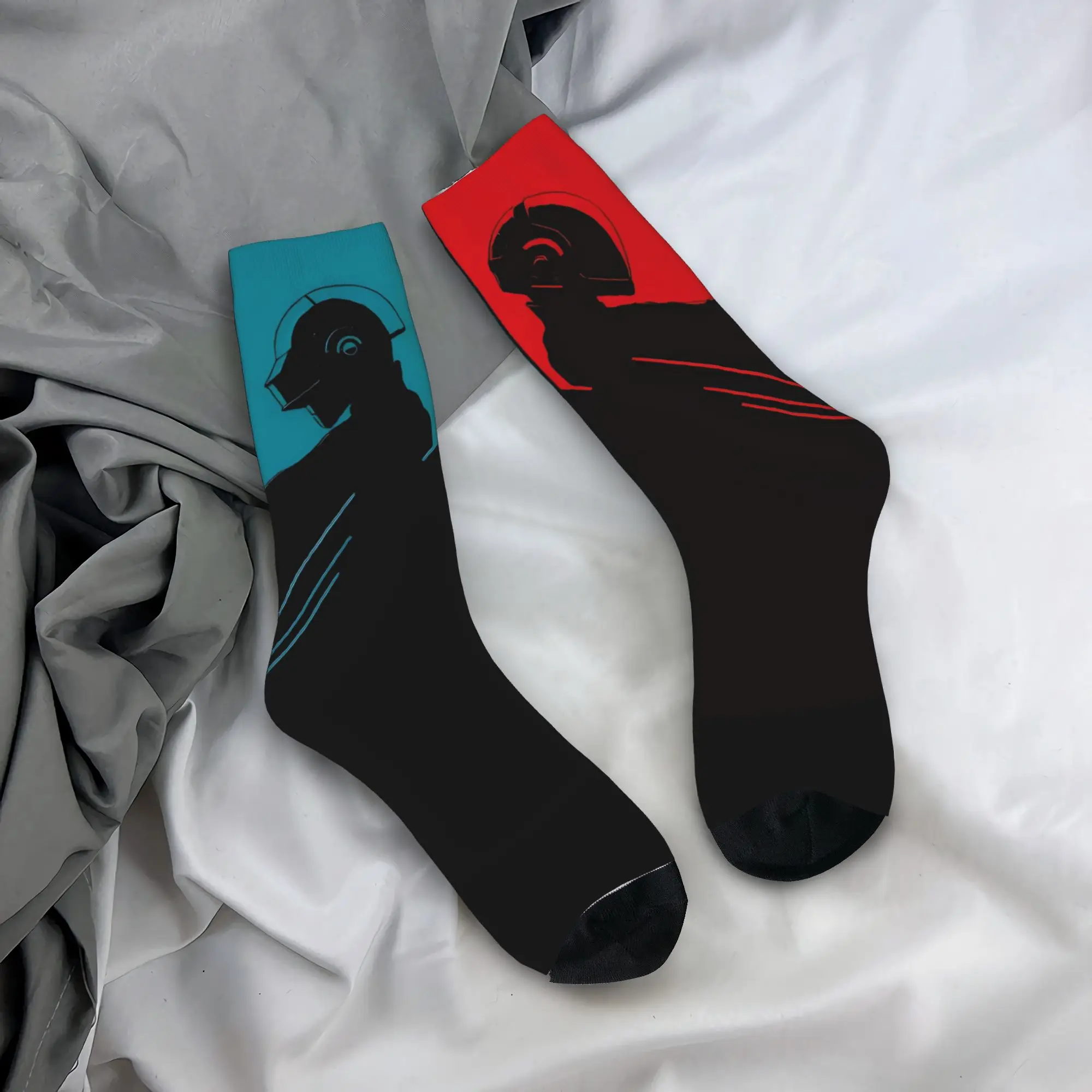 Daft Punk Rock Band Socks Autumn  Stockings Korean Women Men Medium Soft Socks Design Skateboard Non-Slip Socks