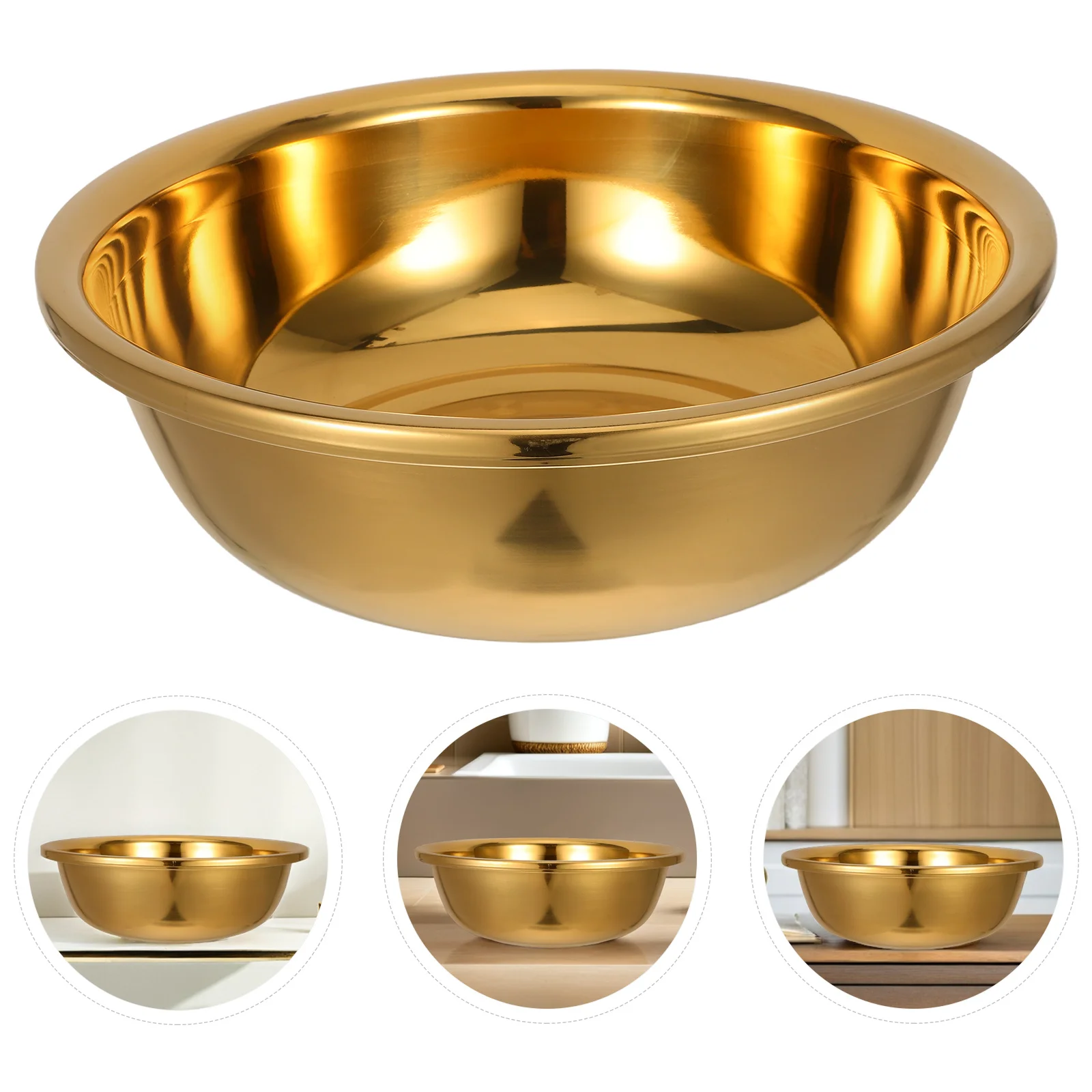 

Thick Stainless Steel Basin Large Kitchen Washing Bowl For Rice Fruit Vegetables Mixing Flat Bottom Anti-Slip Metal Bowl