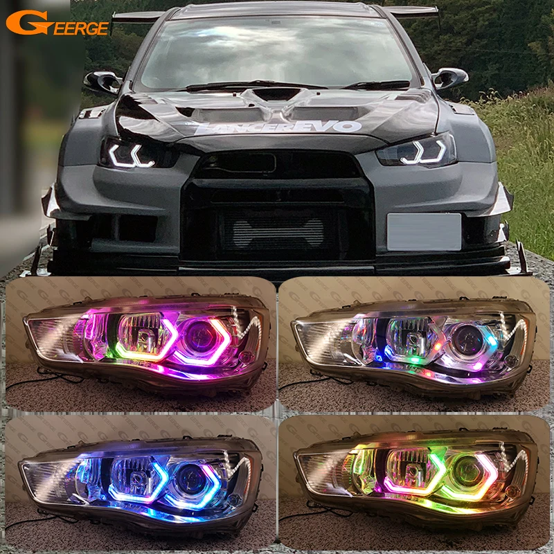 For Mitsubishi Lancer 10 X EVO Outlander Day Light Concept M4 Iconic Style Dynamic Multi Color RGB LED Angel Eyes Kit Halo Rings