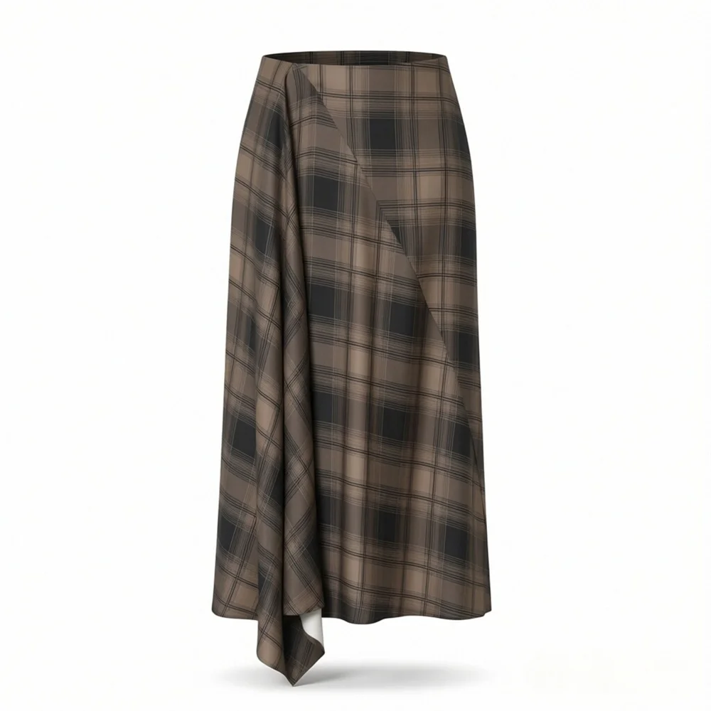 

Новая женская юбка миди 2026 года: приталенная, с низкой талией, многослойная, декоративная, в клетку