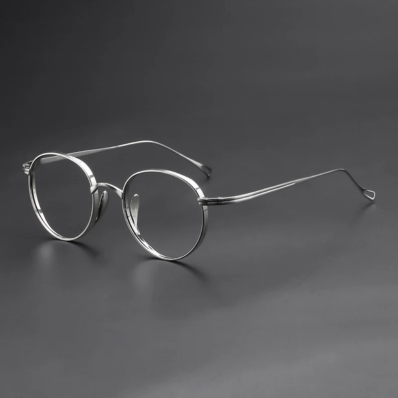 Pure Titanium Glasses Frame Men Women Retro Round Prescription men's Eyeglasses frames 2023 New Vintage Optical Myopia eyewear image 4