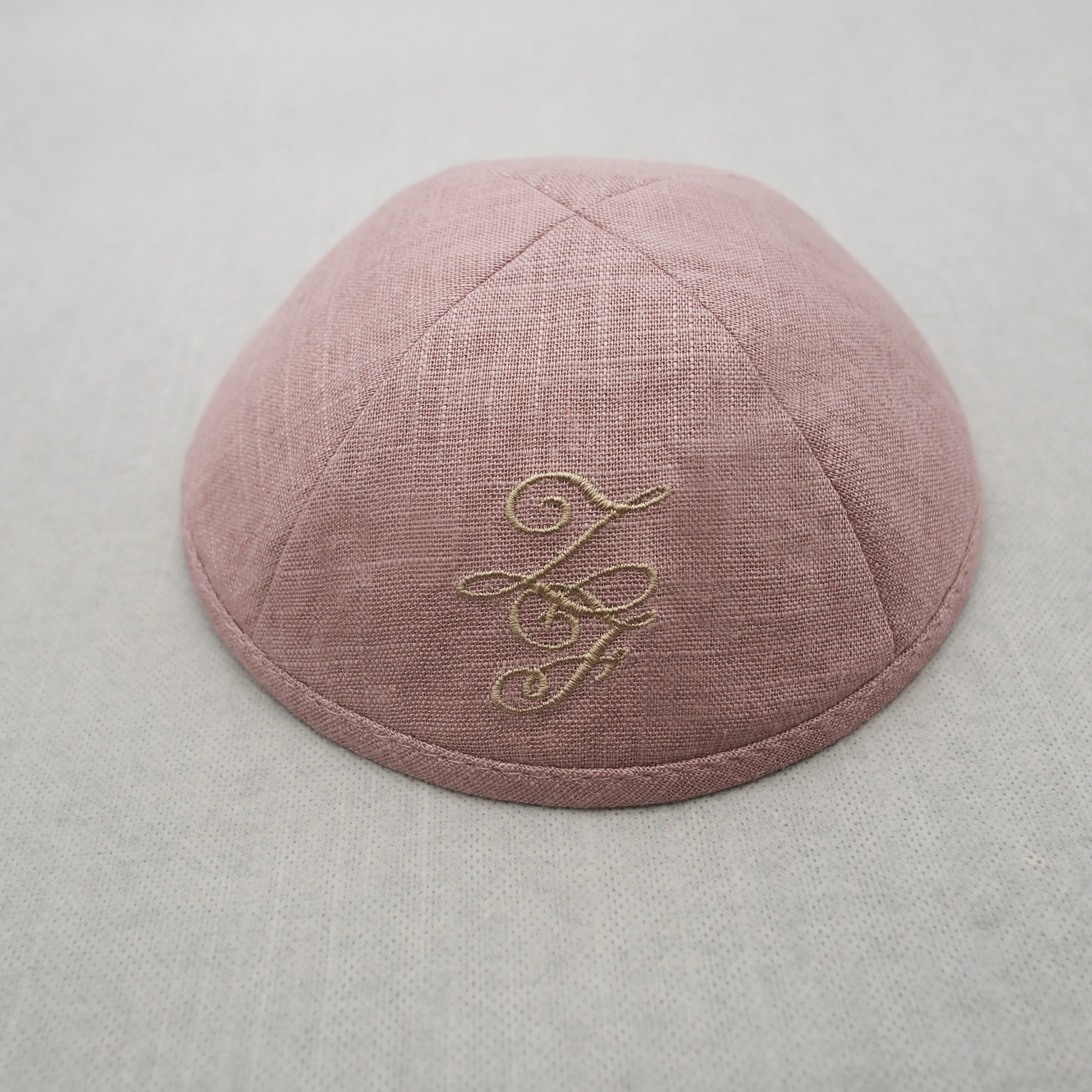 Bestickte Leinen Kippa jüdisch Ahava - alternate angle
